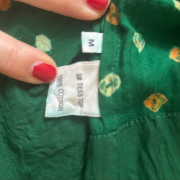 V.de.Vinster Beautiful Green Cotton Blouse size Medium - Picture 3 of 4